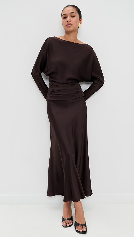 STAUD Freda Silk Dress_Earth