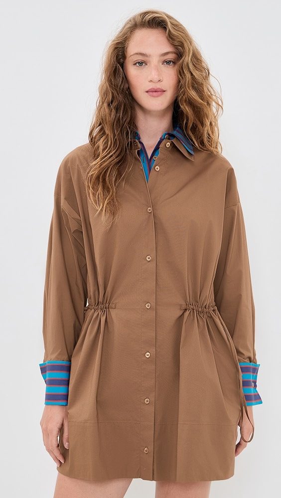 STAUD Uptown Mini Dress_Cigar/Potter Stripe