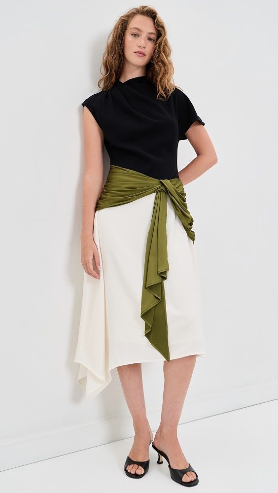 STAUD Davina Dress_Black/Pear Multi