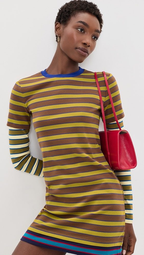 STAUD Dillon Mini Dress_Cigar/Sonoma Stripe