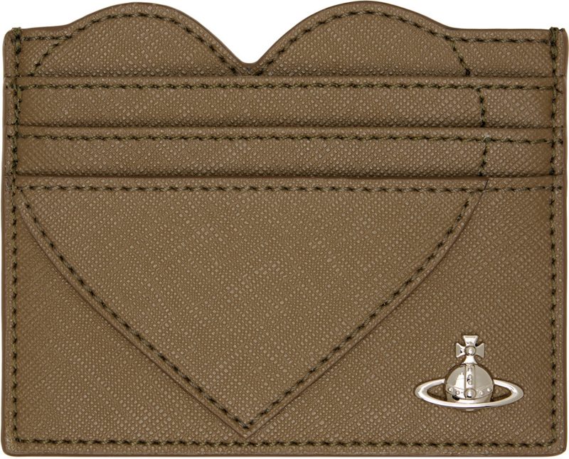 Khaki Heart Card Holder 262314M163071