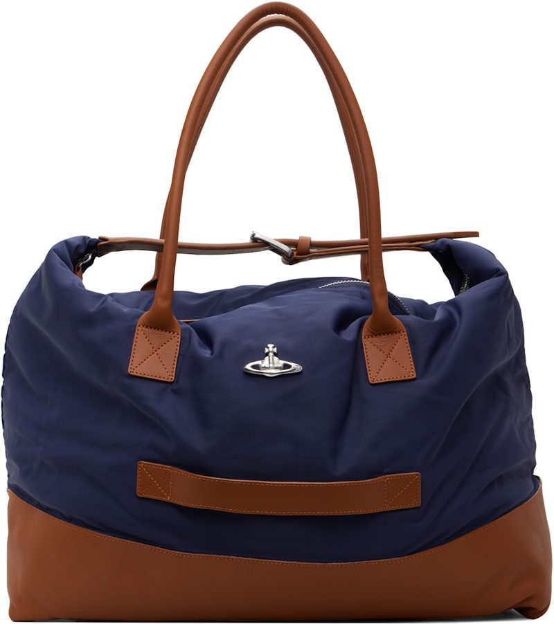 Navy & Brown Sid Weekender Duffle Bag 262314M170006