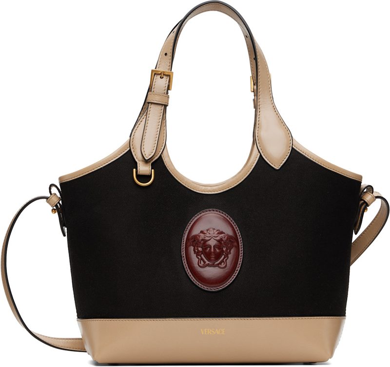 Black & Beige Riviere Small Canvas Tote 262404F049005