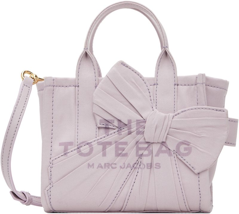 Purple Canvas Oversized Bow Crossbody Tote 262190F049032