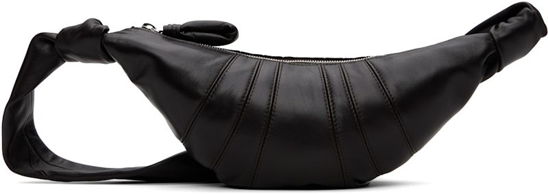 Brown Small Croissant Leather Bag 262646F048054