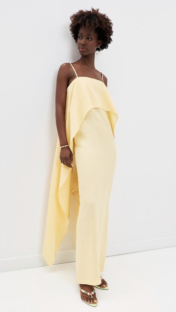 STAUD Valencia Linen Dress_Butter
