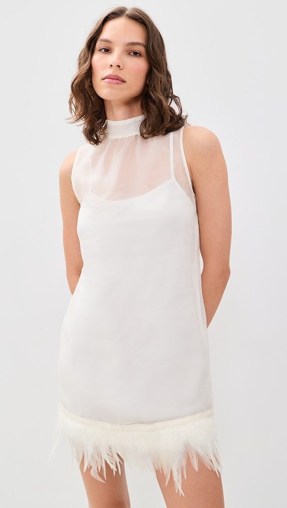 STAUD Albee Silk Mini Dress_Ivory