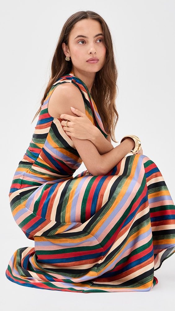 STAUD Phare Silk Maxi Dress_Artist Stripe