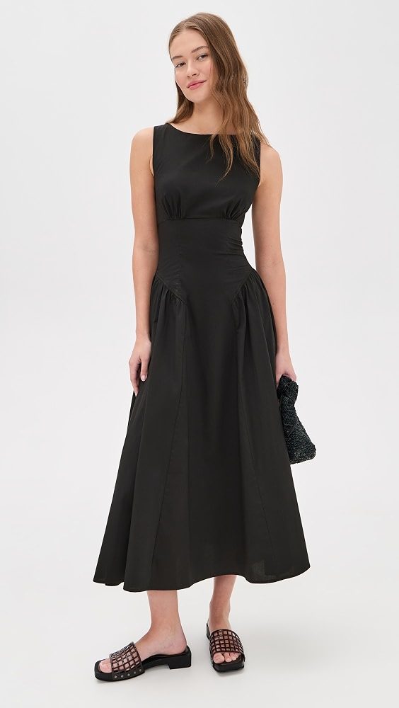 STAUD Gwen Midi Dress_Black