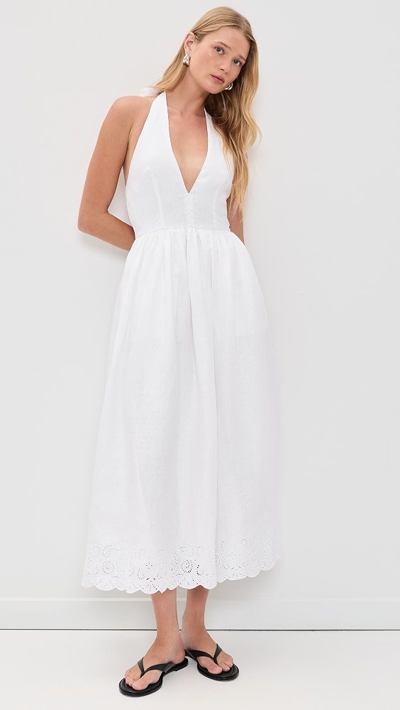 STAUD Grazia Linen Dress_White