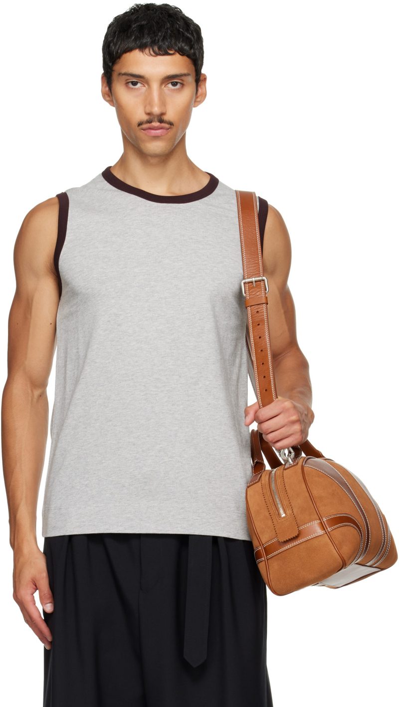 Gray Cotton Tank Top 262358M214001