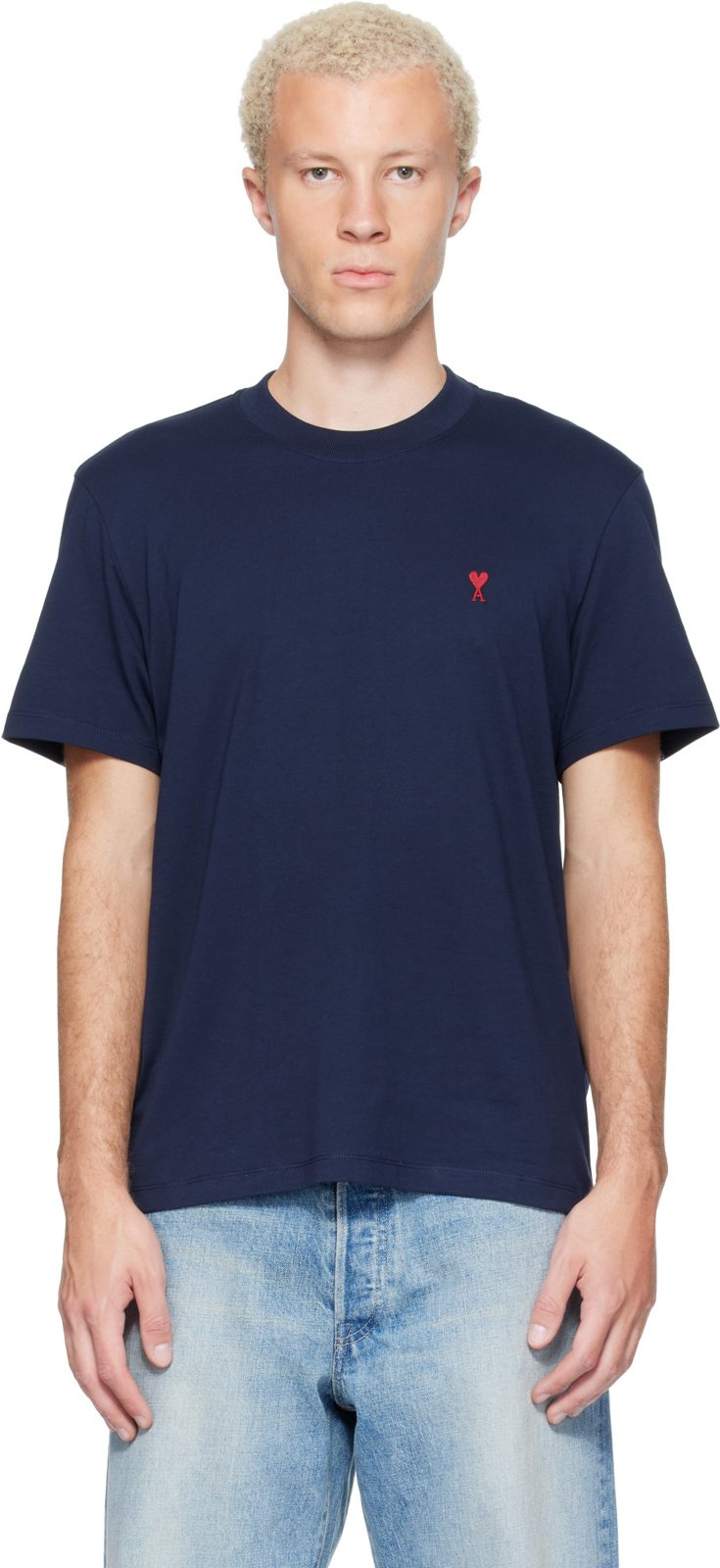 Navy Cotton Ami de Coeur T-shirt 262482M213000