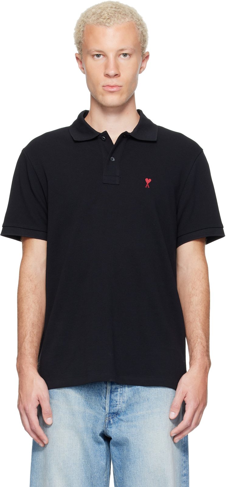 Black Cotton Ami de Coeur Polo 262482M212002