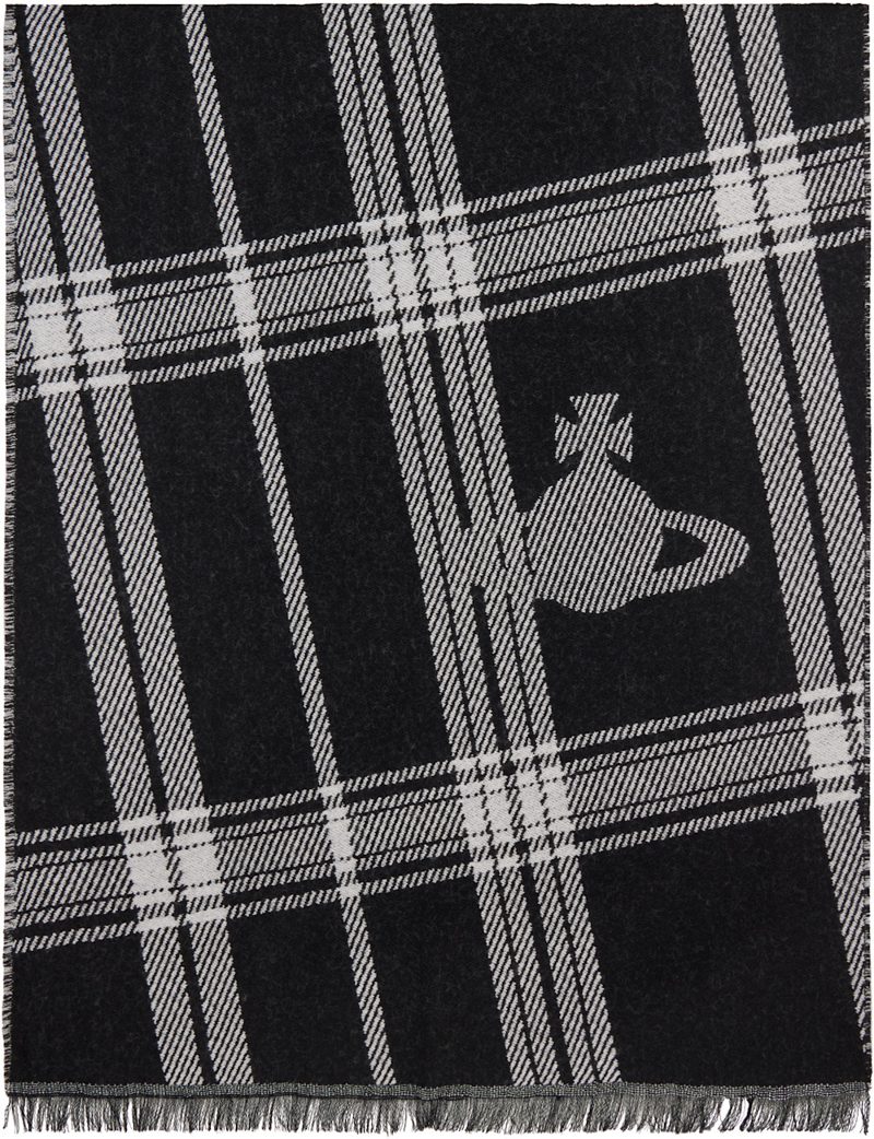 Black Wool Scarf 262314M150014