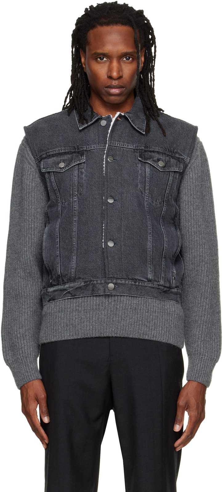 Gray Lightweight Denim Vest 262249M177000