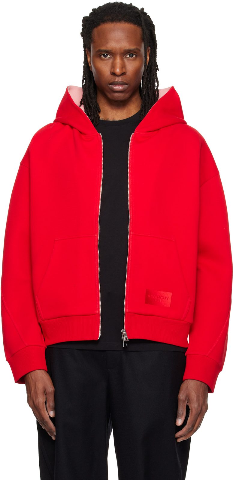 Red Couture Seam Zipped Hoodie 262278M202002