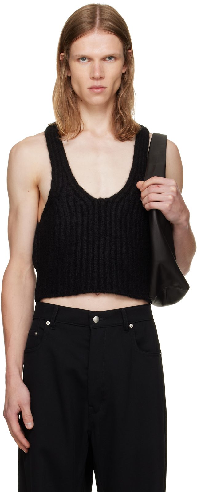Black Tower Knit Tank Top 262232M214031