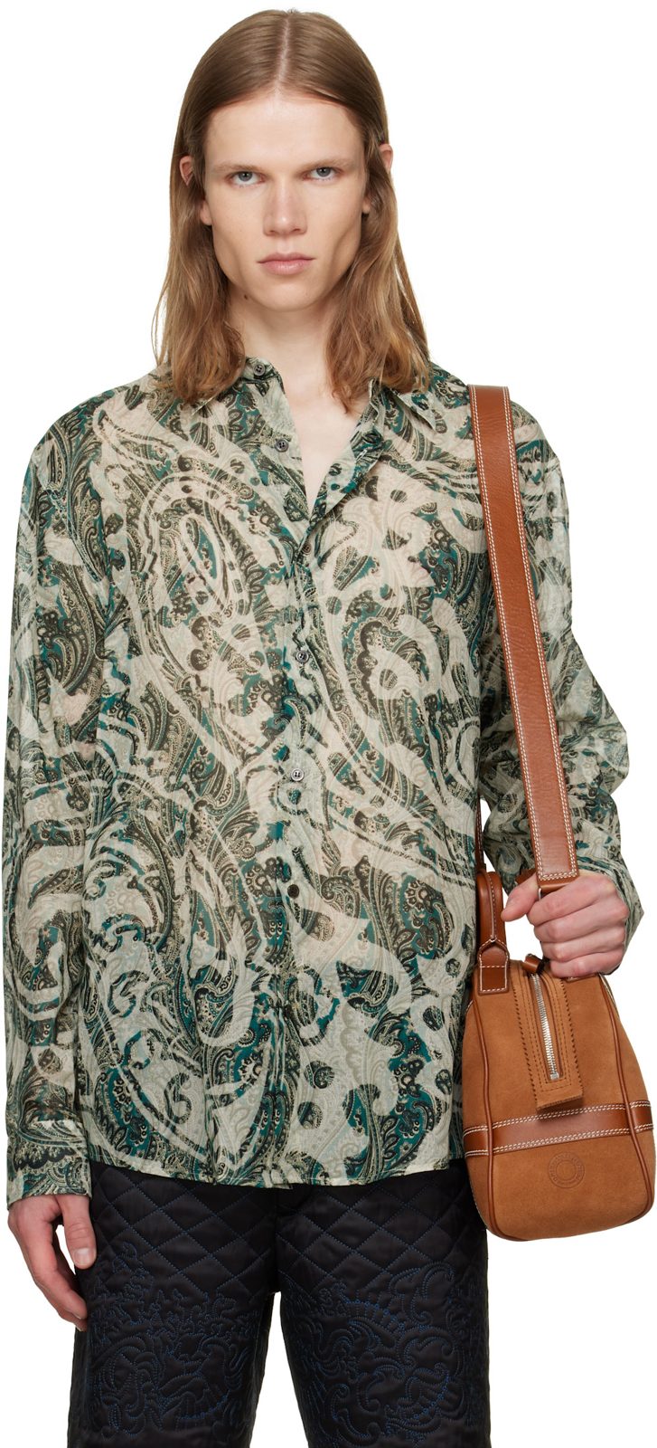 Green Paisley Shirt 262358M192073