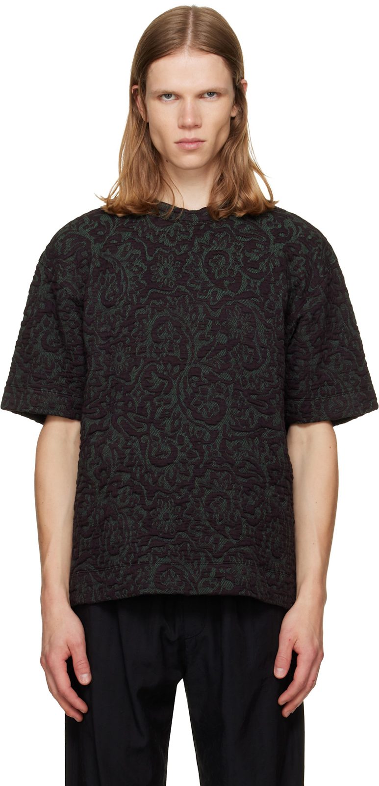Burgundy Jacquard T-shirt 262358M213000