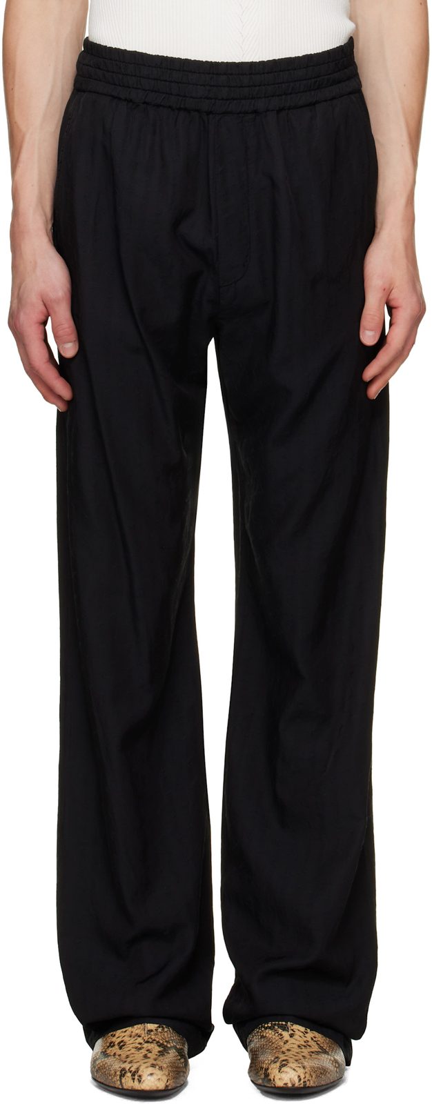 Black Elastic Waist Trousers 262358M191047