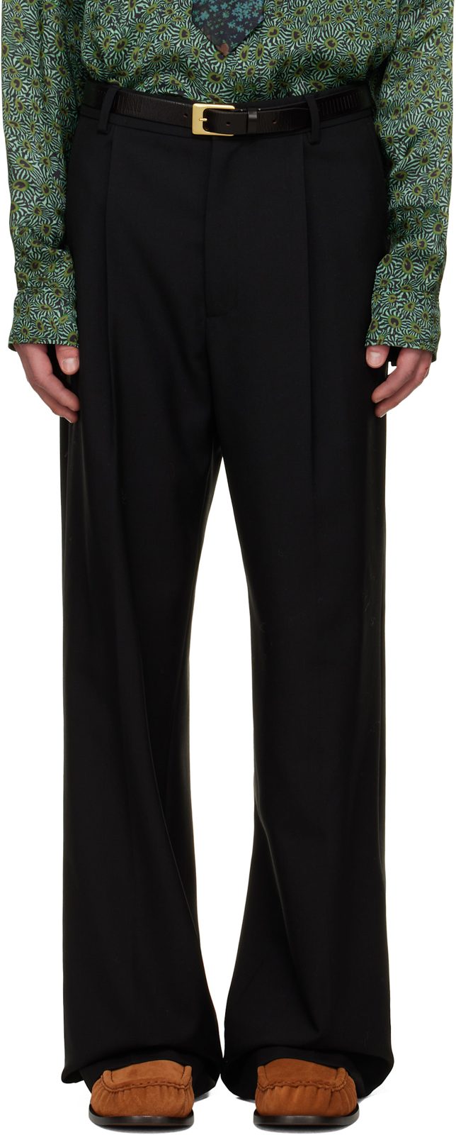 Black Pleated Trousers 262358M191032