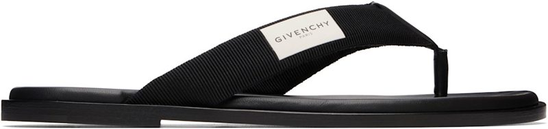 Black [GIVENCHY] Bay Grosgrain & Leather Flip-Flops 262278M234001