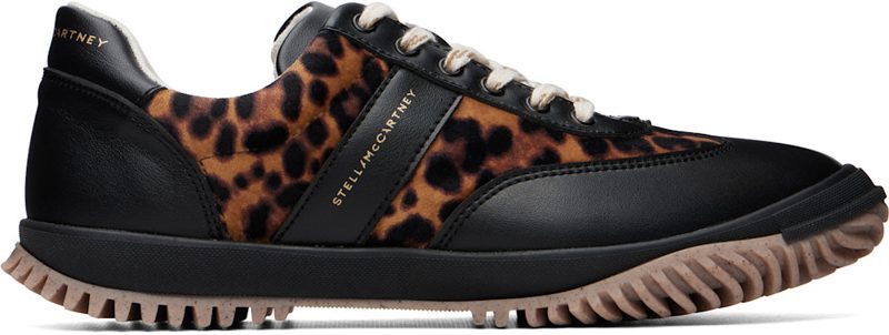 Black & Beige Leopard Velvet Sneakers 262471F128002