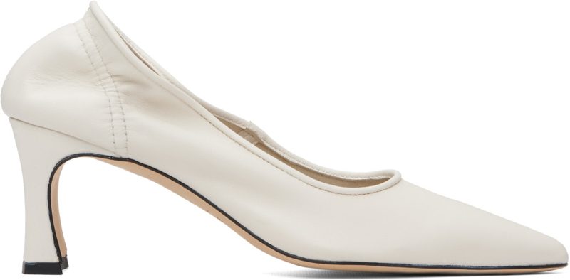 BY FAR White Carre Heels 262289F122004