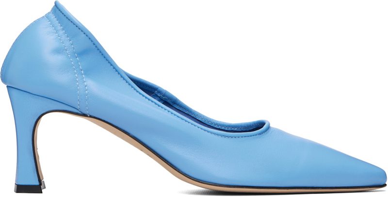 BY FAR Blue Carre Nappa Leather Heels 262289F122005