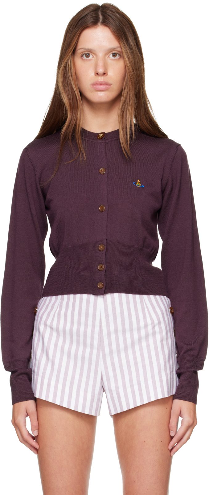 Purple Bea Cropped Cardigan 262314F095019