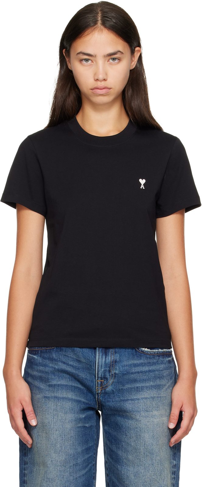 Black Cotton Ami de Coeur T-shirt 262482F110005