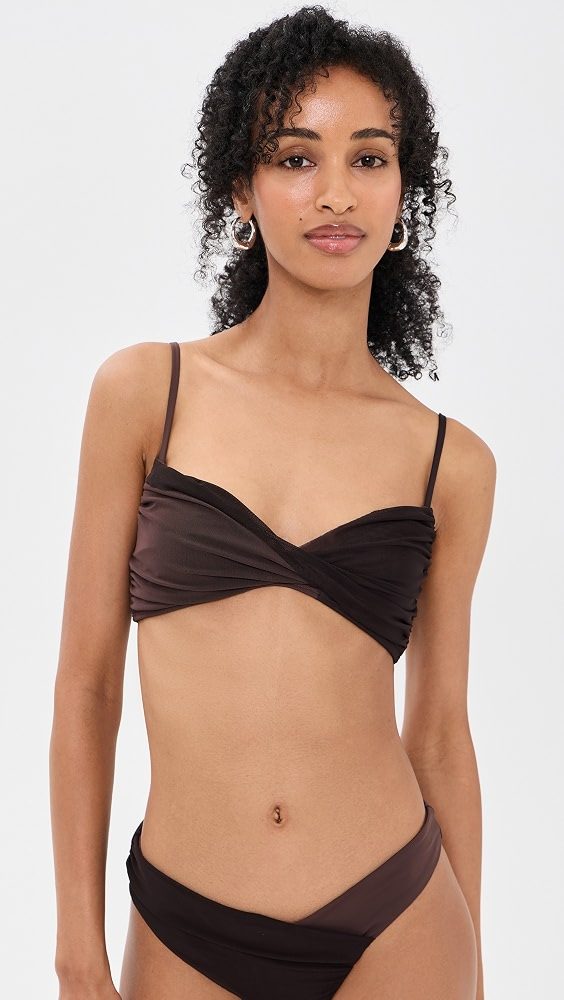 STAUD La Mer Bikini Top_Espresso/Dark Chocolate