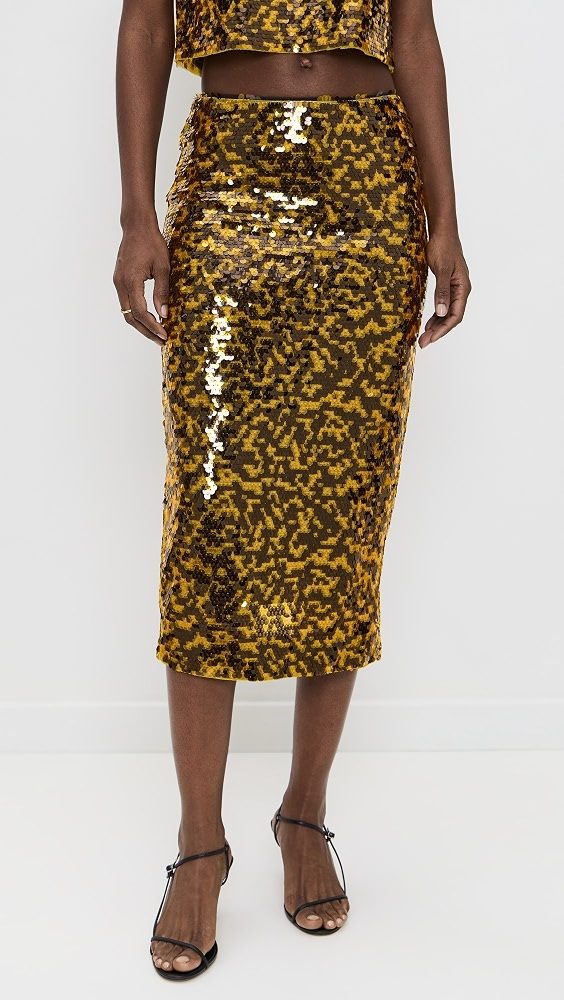 STAUD Casey Skirt_Turmeric/Black