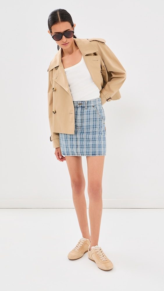 Norcross Denim Checkard Skirt_Light Indigo Blue