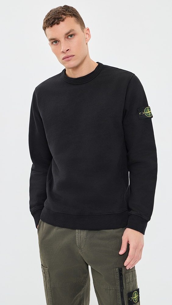 Brushed Cotton Fleece Sweatshirt_Black