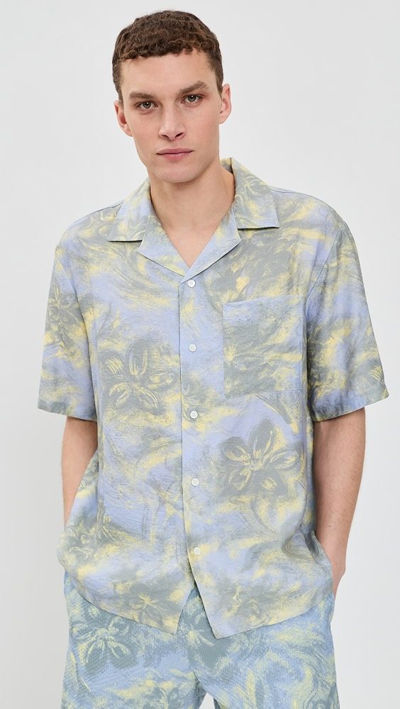 Maison Kitsune Resort Shirt_Arctic Ice/Pastel Yellow