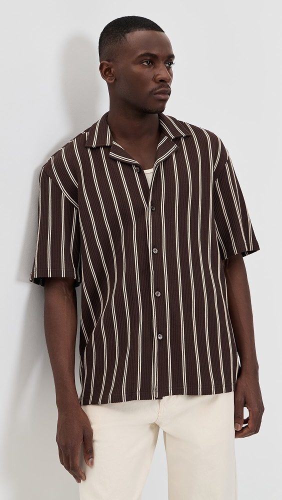 Ribbed Camp Shirt_Dark Brown