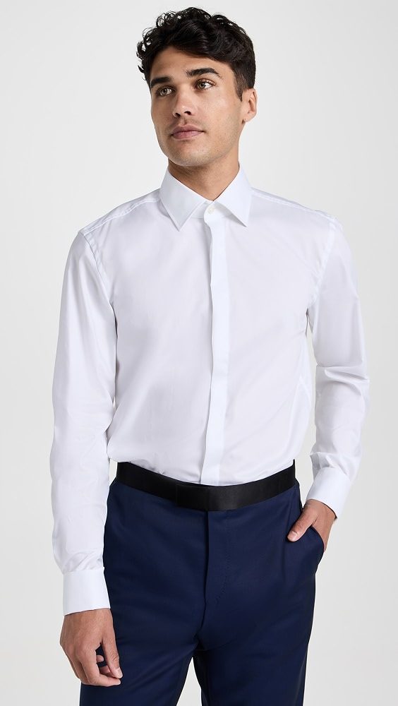 Slim Fit Easy Iron Stretch Cotton Dress Shirt_White