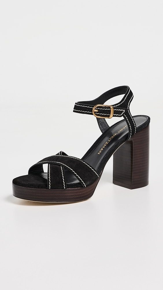 Stuart Weitzman Park Platform Heels 85mm_Blk/Mrn Vno