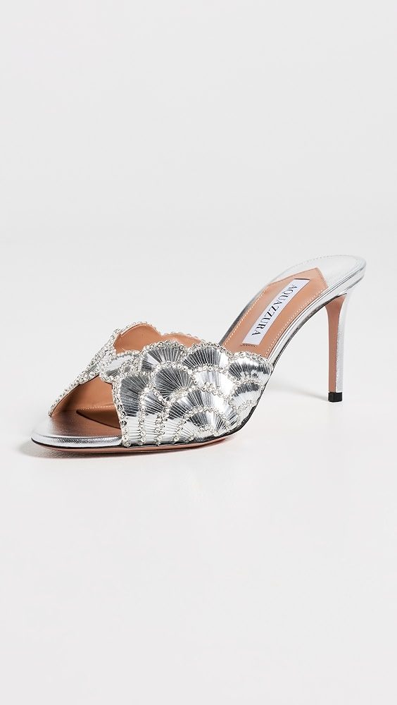 Aquazzura Ce Soir Mules 75mm_Silver