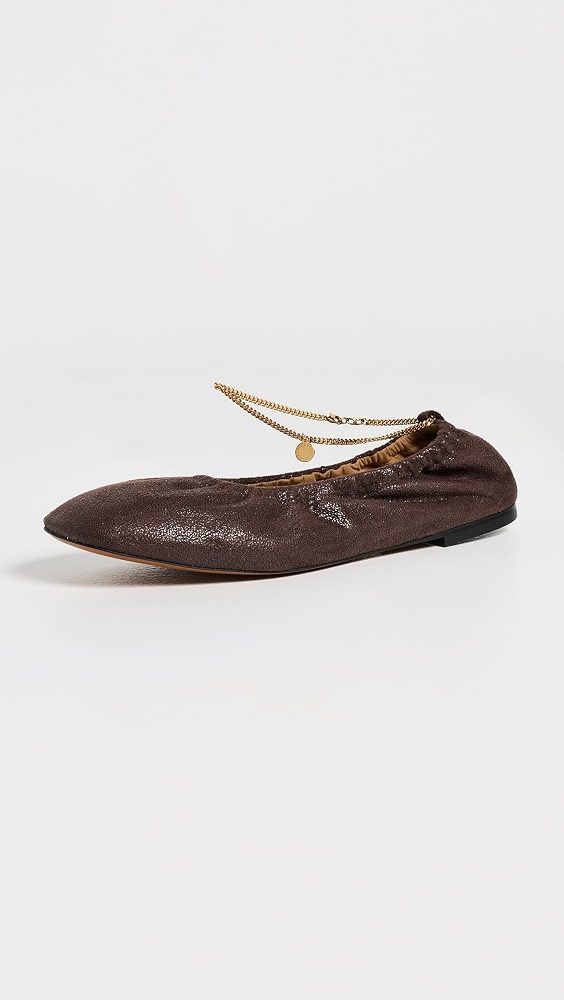 Ballerina Shaggy Deer Faux Leather Flats_Mahogany