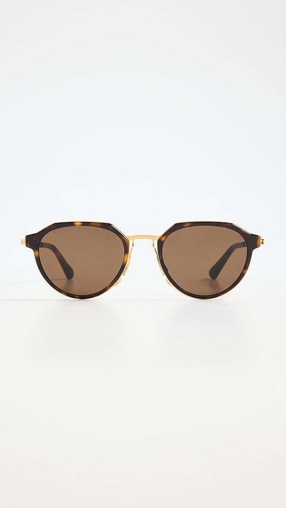 Thin Triangle Oval Sunglasses_Havana-Gold-Brown