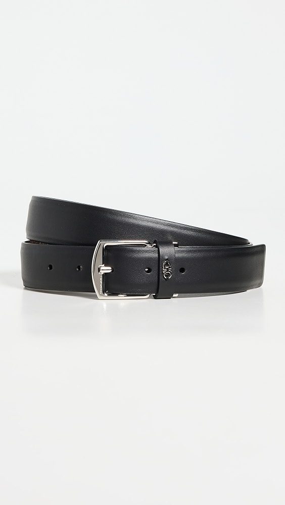 Square Buckle Reversible Leather Belt_Nero / T. Moro
