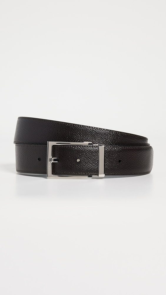 Saddle Stamp Reversible Belt_Nero/Hickory