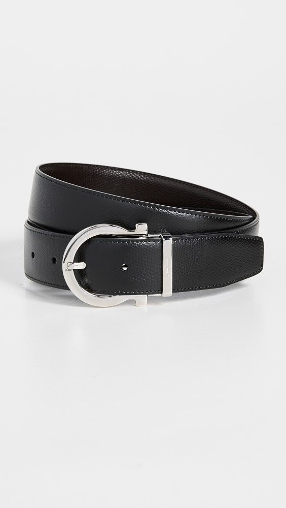 Single Gancini Reversible Belt_Black / Hickory