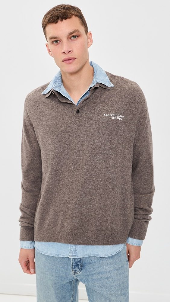Kluxey Light Polo Wool Sweater_Brown Melange