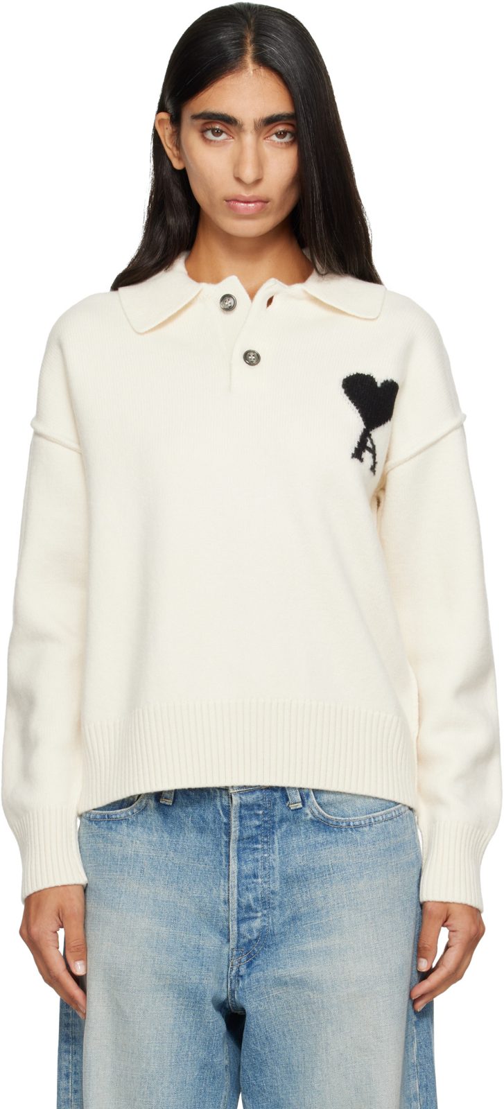 μ€ννμ΄νΈ Ami de Coeur Wool Polo 262482F108002