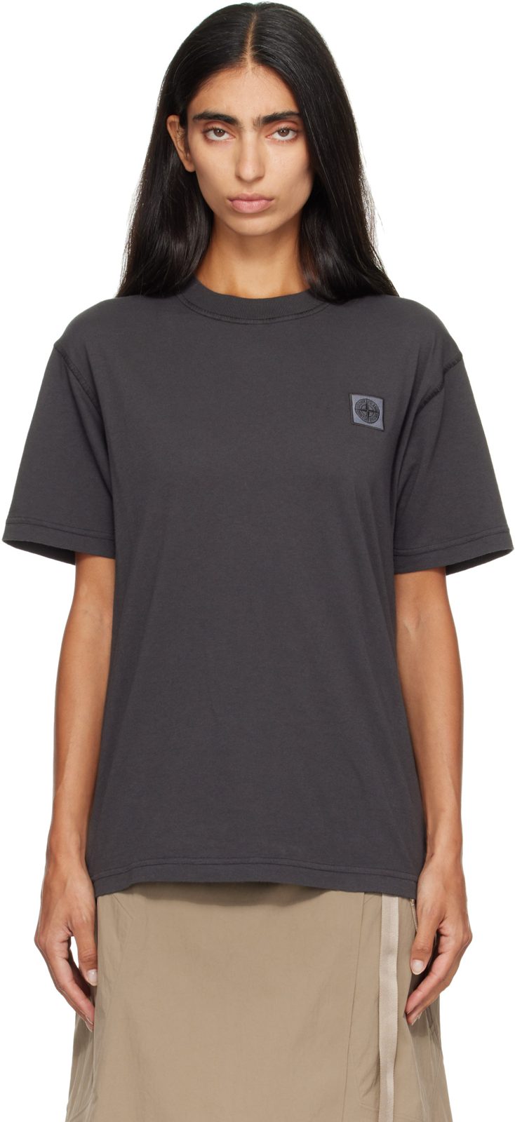 Gray 2100026 Organic Cotton Jersey Fissato Effect T-shirt 262828F110004