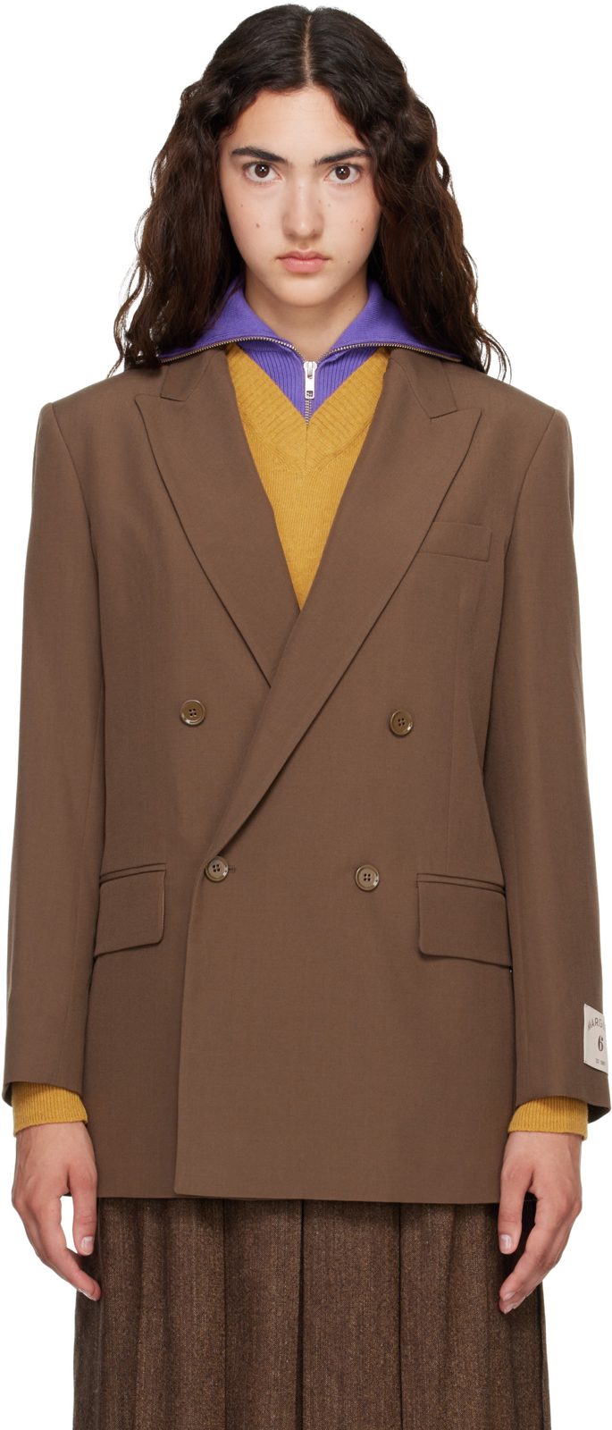 Taupe Wool Blend Suit Blazer 262188F057000