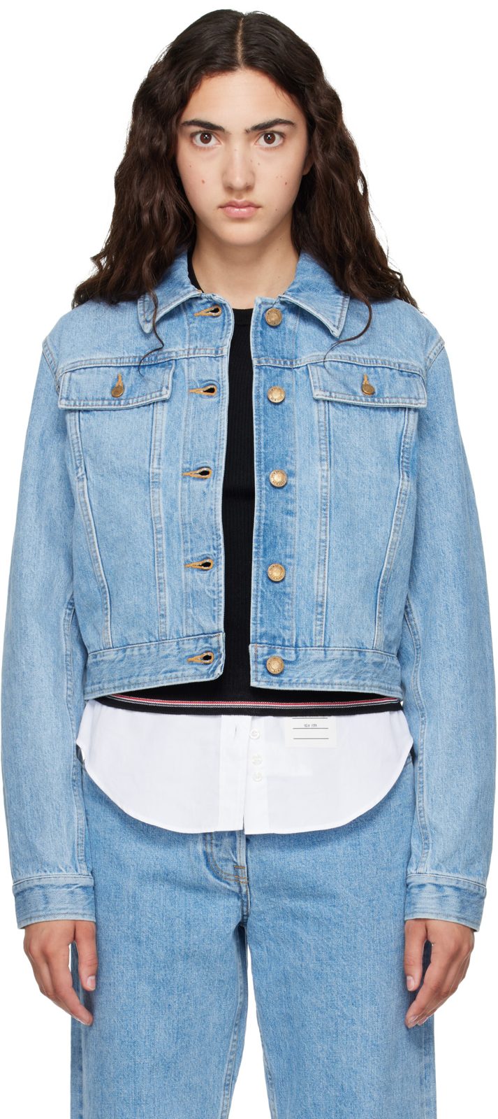 Blue Shrunken Selvedge Denim Jacket 262381F060000